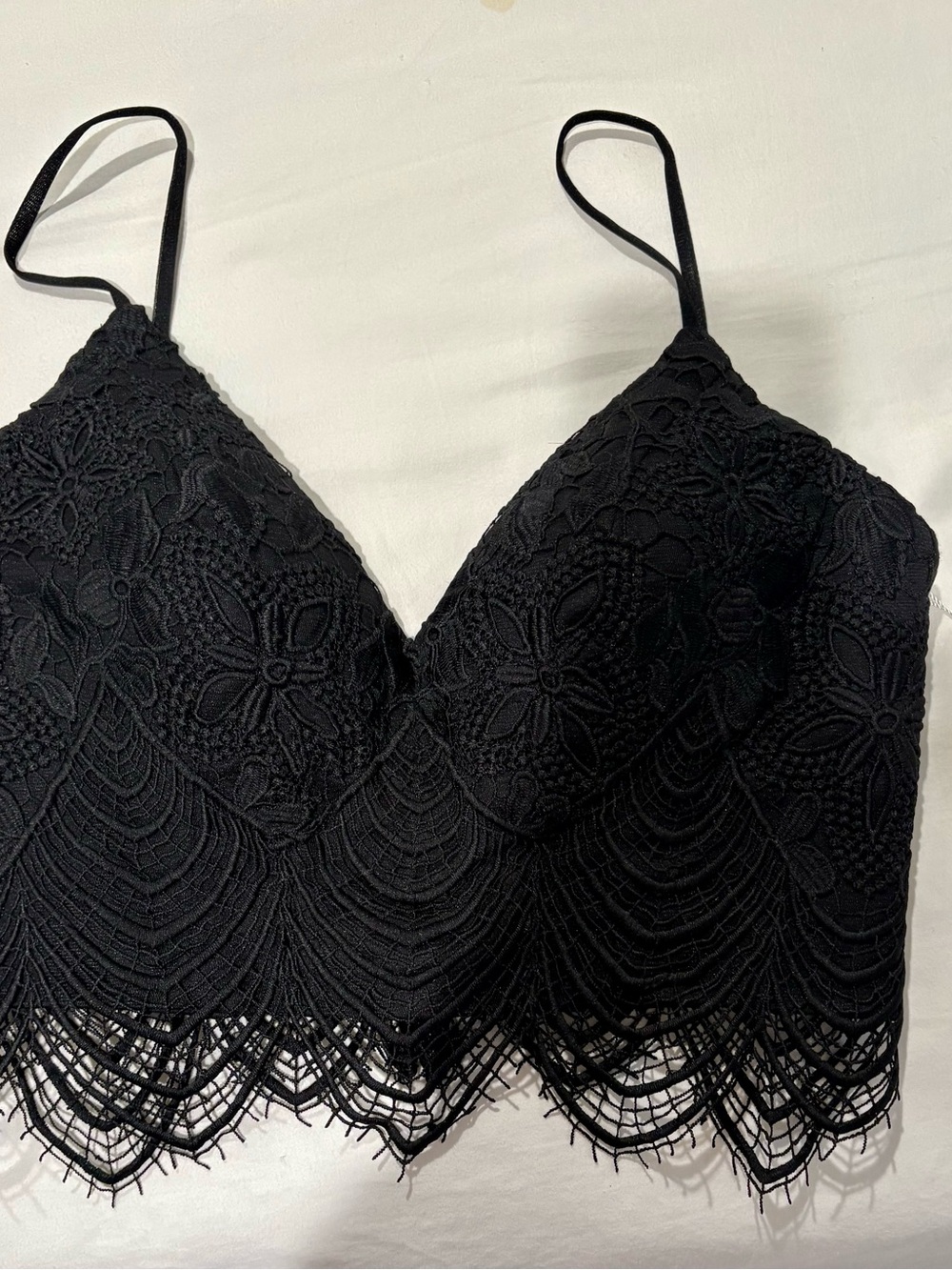 Angela & Alison Black Lace Cropped Bralette Top